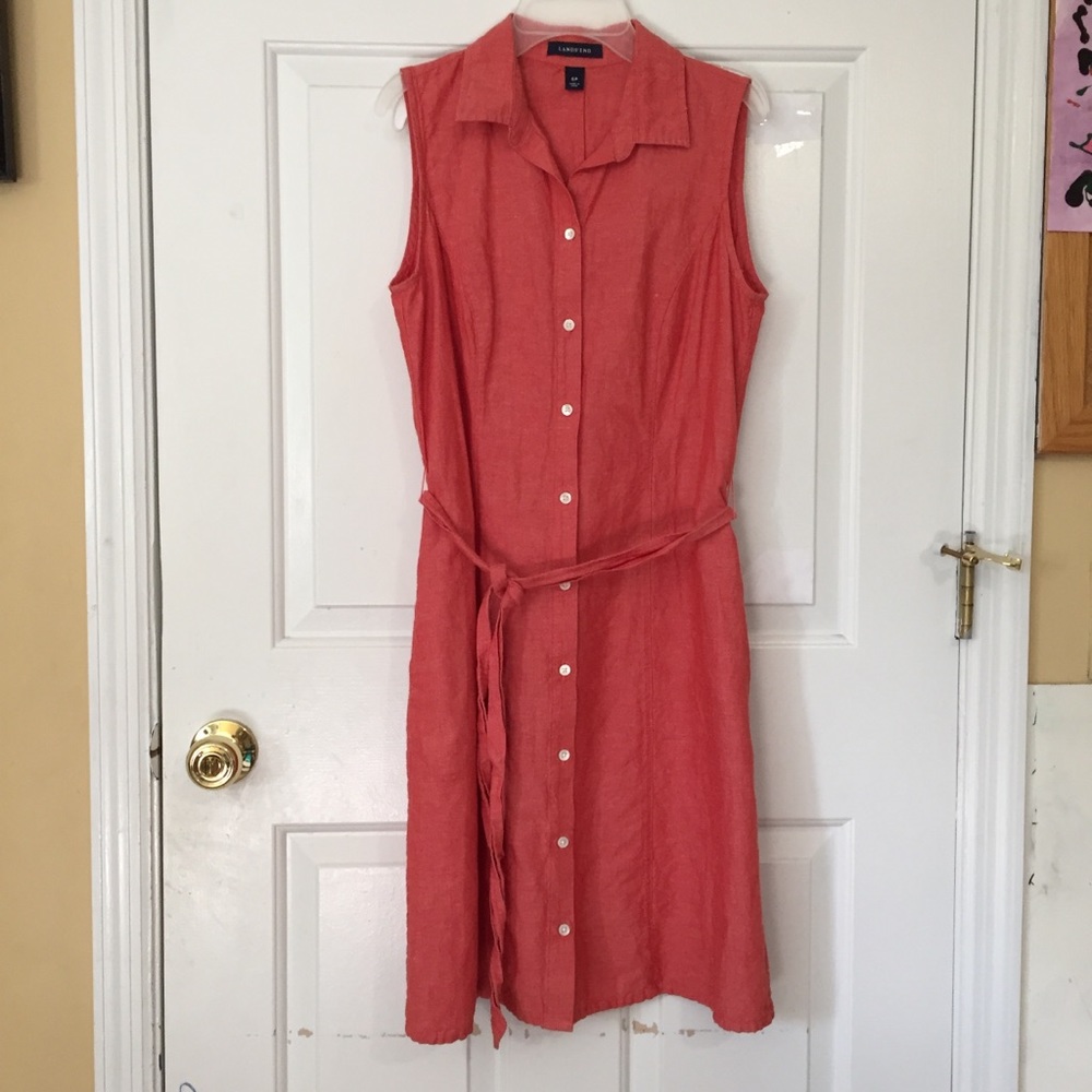Bright Pink Button-Down Linen Dress